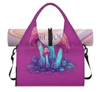 Bolsa de lona deportiva con diseño colorido de hongos y plantas con compartimento para zapatos, bolsa de fin de semana, bolsa de equipaje para gimnasio, yoga, viajes, color, L, Bolsa de viaje