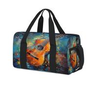 Bolsa de lona deportiva con diseño de acuarela, música, guitarra, fin de semana, bolsa de viaje, casual, viajes, gimnasio, para niños, niñas, niños, mujeres y hombres