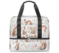 Bolsa de lona deportiva con diseño de animales del bosque para mujeres, hombres, niños y niñas, 21 L, para fin de semana, bolsa de viaje separada para viajes, gimnasio, yoga, color, Big, Organizador