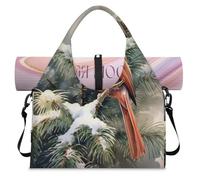 Bolsa de lona deportiva con diseño de árbol de invierno para mujeres y hombres, bolsa de fin de semana con compartimento para zapatos, bolsa de hombro para yoga, gimnasio, viajes, color, L,