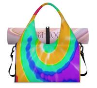 Bolsa de lona deportiva con diseño de arcoíris desteñido para mujeres y hombres, bolsa de viaje de fin de semana con compartimento para zapatos, bolsa de hombro para yoga, gimnasio, viajes, color, L,