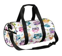 Bolsa de lona deportiva con diseño de búhos de dibujos animados, bolsa de lona ligera para el hombro, bolsa de viaje para hombres y mujeres (búhos coloridos), Búhos de dibujos animados, 17.6(L) x 9(W)