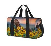Bolsa de lona deportiva con diseño de caballo y girasol, para fin de semana, para la noche, para viajes, gimnasio, para niños, niñas, niños, mujeres y hombres