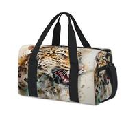 Bolsa de lona deportiva con diseño de cabeza de leopardo de acuarela para fin de semana, bolsa de viaje informal, para viajes, gimnasio, para niños, niñas, niños, mujeres y hombres