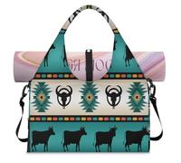 Bolsa de lona deportiva con diseño de calavera de animales étnicos aztecas para mujeres y hombres, bolsa de fin de semana con compartimento para zapatos, bolsa de hombro para yoga, gimnasio, viajes,