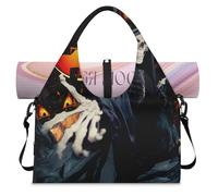 Bolsa de lona deportiva con diseño de calavera de murciélagos y fantasmas de Halloween, para mujeres y hombres, bolsa de fin de semana con compartimento para zapatos, bolsa de equipaje para yoga,