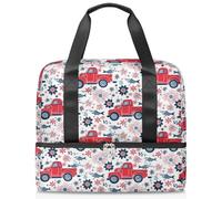 Bolsa de lona deportiva con diseño de camión y flores, para mujeres, hombres, niños y niñas, 21 L, para fin de semana, para viajes, gimnasio, yoga, color, Big, Organizador de bolsas