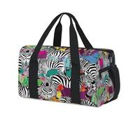 Bolsa de lona deportiva con diseño de cebra y animales de acuarela para fin de semana, bolsa de viaje informal, para viajes, gimnasio, para niños, niñas, niños, mujeres y hombres