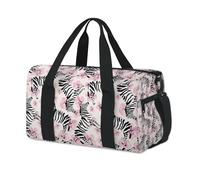 Bolsa de lona deportiva con diseño de cebra y flores rosadas, bolsa de lona para fin de semana, bolsa de viaje, gimnasio, bolsa de lona para niños, niñas, niños, mujeres y hombres