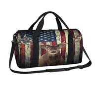 Bolsa de lona deportiva con diseño de ciervo de alce y bandera americana, bolsa de viaje para el gimnasio, bolsa de lona para niños, niñas, niños, mujeres y hombres