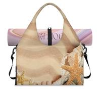 Bolsa de lona deportiva con diseño de conchas marinas y estrellas de mar con compartimento para zapatos, fin de semana, bolsa de equipaje para gimnasio, yoga, viajes, color, L, Bolsa de viaje