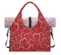 Bolsa de lona deportiva con diseño de corazón rojo para el día de San Valentín, con compartimento para zapatos, fin de semana, bolsa de equipaje para gimnasio, yoga, viajes, color, L, Bolsa de viaje