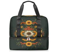 Bolsa de lona deportiva con diseño de cruz de girasoles para mujeres, hombres, niños y niñas, 21 L, para fin de semana, para viajes, gimnasio, yoga, color, Big, Organizador de bolsas