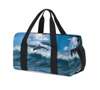 Bolsa de lona deportiva con diseño de delfines tropicales del océano tropical, para fin de semana, para la noche, viajes, gimnasio, para niños, niñas, niños, mujeres y hombres