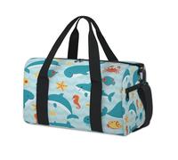 Bolsa de lona deportiva con diseño de delfines y animales marinos, ideal para el fin de semana, para la noche, para viajes, gimnasio, para niños, mujeres, hombres
