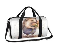 Bolsa de lona deportiva con diseño de erizo, diseño de flores de acuarela para fin de semana, bolsa de viaje, gimnasio, bolsa de lona para niños, niñas, niños, mujeres y hombres