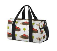 Bolsa de lona deportiva con diseño de erizo, manzanas, para fin de semana, para la noche, para viajes, gimnasio, para niños, niñas, mujeres, hombres