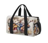 Bolsa de lona deportiva con diseño de erizo y violín musical, para fin de semana, para viajes, gimnasio, para niños, niñas, mujeres y hombres