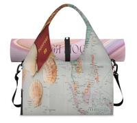 Bolsa de lona deportiva con diseño de estrellas de mar y conchas marinas con compartimento para zapatos, bolsa de equipaje para el gimnasio, yoga, viajes, color, L, Bolsa de viaje