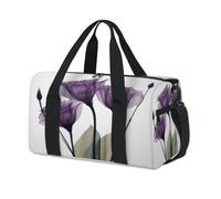Bolsa de lona deportiva con diseño de flores, color violeta, para fin de semana, para la noche, para viajes, gimnasio, para niños, niñas, niños, mujeres y hombres