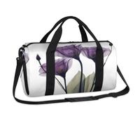 Bolsa de lona deportiva con diseño de flores, color violeta, para fin de semana, para viajes, gimnasio, equipaje, para niños, niñas, niños, mujeres y hombres