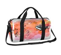 Bolsa de lona deportiva con diseño de flores, notas musicales, piano, fin de semana, bolsa de viaje casual, bolsa de viaje para gimnasio, bolsa de lona para niños, niñas, niños, mujeres y hombres