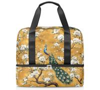 Bolsa de lona deportiva con diseño de flores y pavo real para mujeres, hombres, niños y niñas, 21 L, para fin de semana, para viajes, gimnasio, yoga, color, Big, Organizador de bolsas