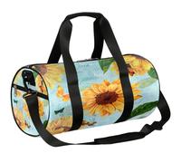 Bolsa de lona deportiva con diseño de girasol y acuarela, bolsa de lona ligera para el hombro, bolsa de viaje para hombres y mujeres (mariposa retro), acuarela girasol, 17.6(L) x 9(W) x 9(H) inch