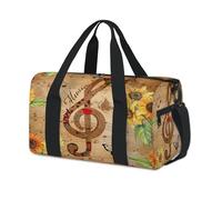 Bolsa de lona deportiva con diseño de girasoles, mariposa, notas musicales, bolsa de viaje casual, para viajes, gimnasio, para niños, niñas, niños, mujeres y hombres