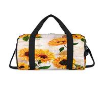 Bolsa de lona deportiva con diseño de girasoles para postales vintage con compartimento para zapatos, bolsa de fin de semana, viajes, gimnasio, organizador de equipaje para mujeres, hombres, niños y