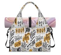 Bolsa de lona deportiva con diseño de Hello Pattern para mujeres y hombres, bolsa de fin de semana con compartimento para zapatos, bolsa de hombro para yoga, gimnasio, viajes, color, L, Organizador de