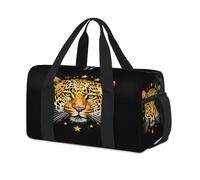 Bolsa de lona deportiva con diseño de leopardo y animales de acuarela, bolsa de viaje informal para niños, niñas, niños, mujeres y hombres