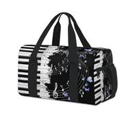 Bolsa de lona deportiva con diseño de mariposa y piano para fin de semana, bolsa de viaje informal, para viajes, gimnasio, para niños, niñas, mujeres, hombres