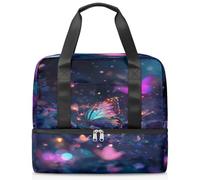 Bolsa de lona deportiva con diseño de mariposas coloridas y luciérnagas para mujeres, hombres, niños y niñas, 21 L, para fin de semana, para viajes, gimnasio, yoga, color, Big, Organizador de bolsas