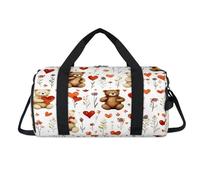 Bolsa de lona deportiva con diseño de oso de flores para el día de San Valentín, con compartimento para zapatos, bolsa de fin de semana, viajes, gimnasio, organizador de equipaje para mujeres, hombres