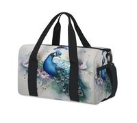 Bolsa de lona deportiva con diseño de pavo real y flores de acuarela para fin de semana, bolsa de viaje informal, para viajes, gimnasio, para niños, niñas, niños, mujeres y hombres