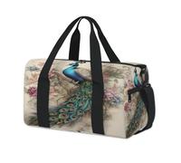 Bolsa de lona deportiva con diseño de pavo real y flores para fin de semana, bolsa de viaje informal, para viajes, gimnasio, para niños, niñas, niños, mujeres y hombres