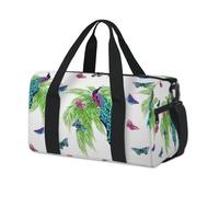 Bolsa de lona deportiva con diseño de pavo real y mariposa y palmera, para fin de semana, bolsa de viaje informal, para viajes, gimnasio, para niños, niñas, niños, mujeres y hombres