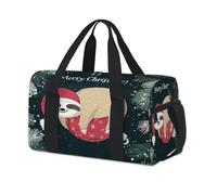 Bolsa de lona deportiva con diseño de perezoso de Feliz Navidad, para fin de semana, para la noche, informal, viajes, gimnasio, para niños, niñas, niños, mujeres y hombres