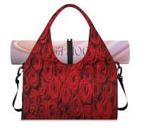 Bolsa de lona deportiva con diseño de rosas rojas con compartimento para zapatos, para fin de semana, para la noche, para gimnasio, yoga, viajes, color, L, Bolsa de viaje