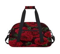 Bolsa de lona deportiva con diseño de rosas rojas para mujeres y hombres, bolsa de 24 L para fin de semana, bolsa de viaje, gimnasio, para niños y niñas, color, 24 L, Organizador de bolsas