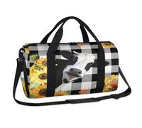 Bolsa de lona deportiva con diseño de vaca, diseño de girasol, a cuadros, para fin de semana, para la noche, para viajes, gimnasio, equipaje, para niños, niñas, niños, mujeres y hombres