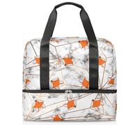 Bolsa de lona deportiva con diseño de zorro para mujeres, hombres y niños, Kirls Art Marble Weekend Overnight Bags Wet Seperated 21 L Tote Bag for Travel Gym Yoga, color, 21L, Organizador de bolsas