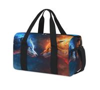 Bolsa de lona deportiva con diseño de zorro y lobo de fuego, para fin de semana, para viajes, gimnasio, para niños, niñas, mujeres y hombres