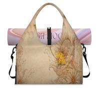 Bolsa de lona deportiva con diseño retro de abejas silvestres para mujeres y hombres, bolsa de fin de semana con compartimento para zapatos, bolsa de hombro para yoga, gimnasio, viajes, color, L,