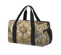 Bolsa de lona deportiva con diseño vintage de brújula, mapa, fin de semana, bolsa de viaje, casual, viajes, gimnasio, bolsa de lona para niños, niñas, niños, mujeres y hombres