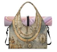 Bolsa de lona deportiva con diseño vintage de brújula para mujeres y hombres, bolsa de fin de semana con compartimento para zapatos, bolsa de hombro para yoga, gimnasio, viajes, color, L, Organizador