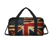 Bolsa de lona deportiva con diseño vintage de la bandera del Reino Unido con compartimento para zapatos, bolsa de fin de semana, viajes, gimnasio, organizador de equipaje para mujeres, hombres, niños