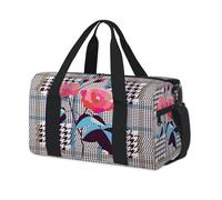 Bolsa de lona deportiva con estampado a cuadros de rosas rojas, para fin de semana, para pasar la noche, casual, viajes, gimnasio, para niños, niñas, niños, mujeres y hombres