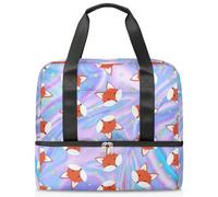 Bolsa de lona deportiva con estampado abstracto de zorro de galaxia para mujeres, hombres y niños, Kirls Color Galaxy, fin de semana, bolsas de noche separadas por húmedo, bolsa de mano de 21 L para